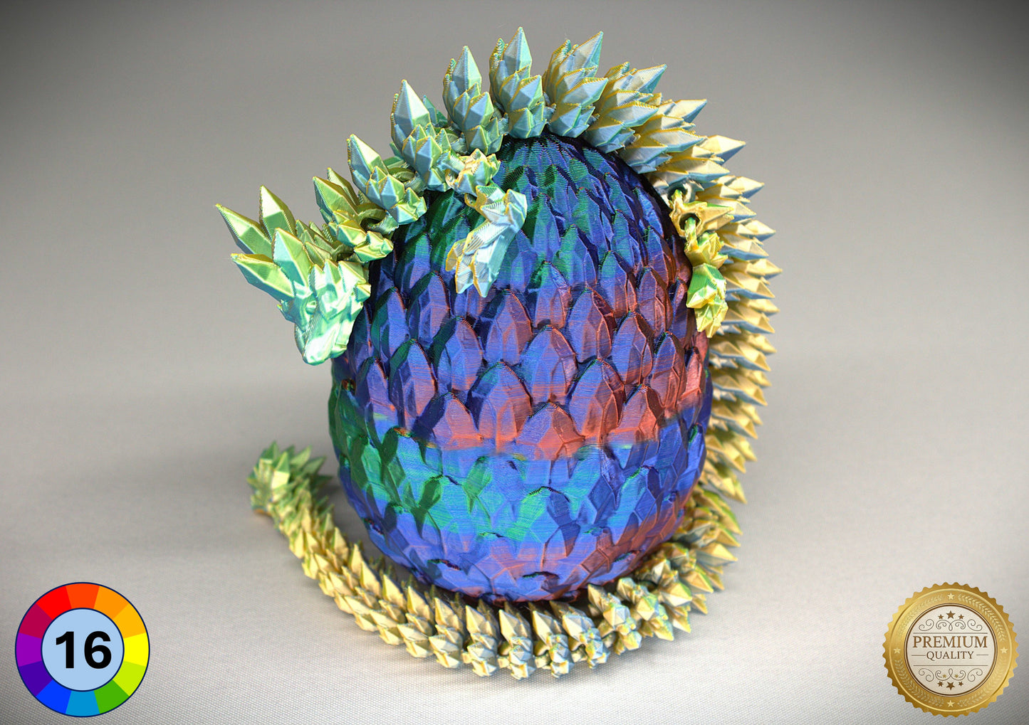 Articulated Crystal Dragon with Matching Crystal Egg: 3D Printed Premium Quality with Large Selection of Colours