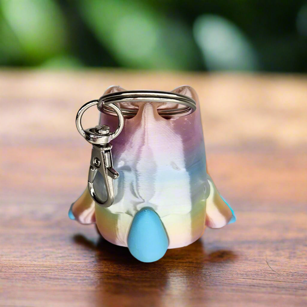 Adorable Yeti Keyring / Key Chain in Candy Rainbow. Articulated Fidget Woobu Koneko