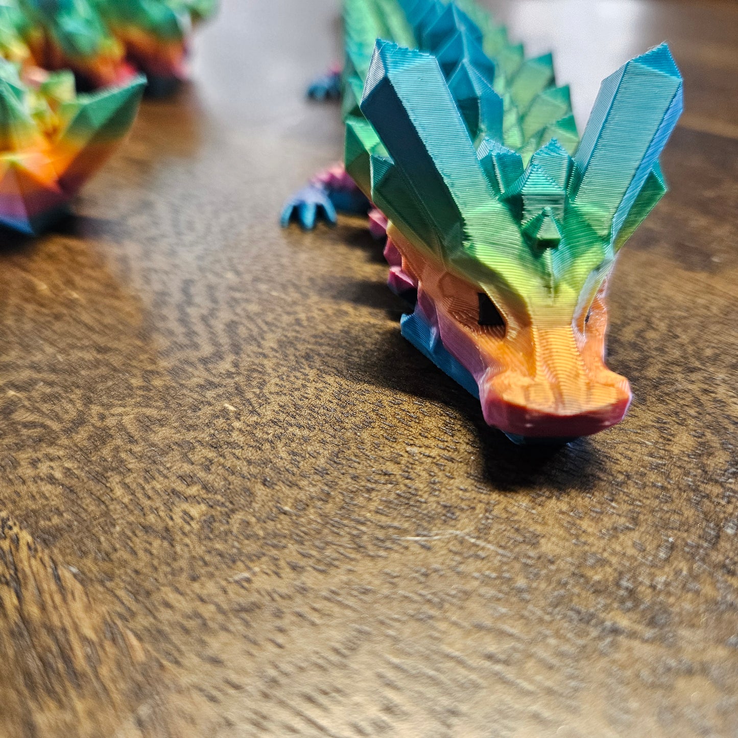 36cm Shorter Tail Flexible Crystal Dragon in Rainbow. Articulated Dragon.