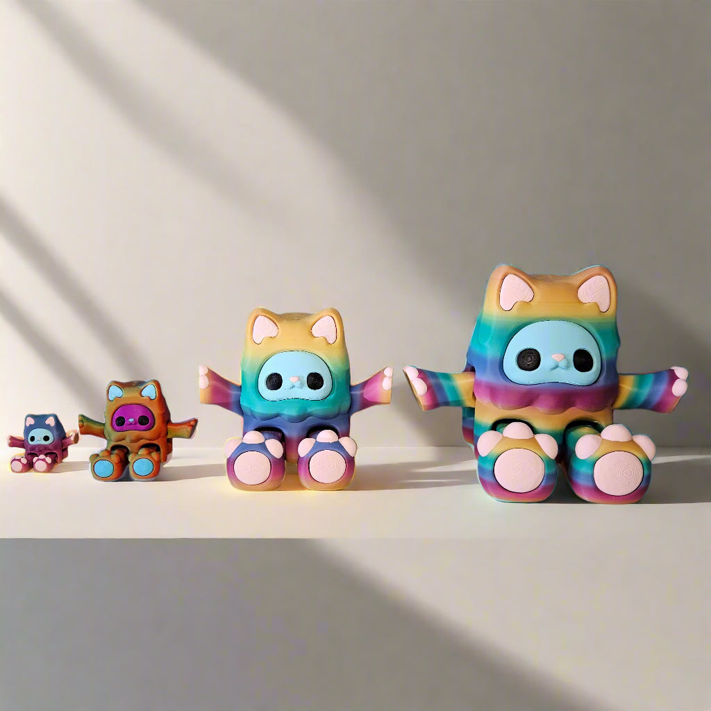 XXL Cute Yeti Figure with Flexible Joints in Rainbow. Articulated