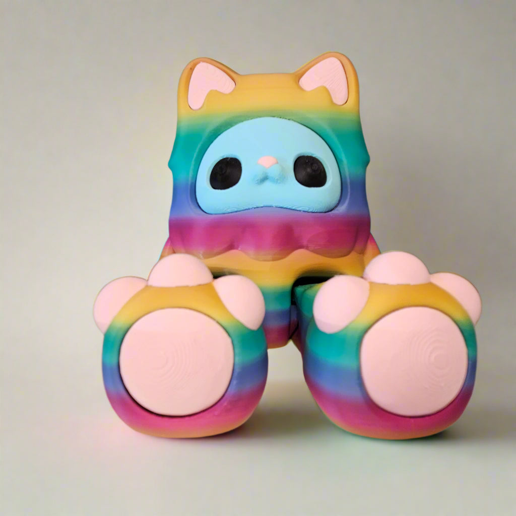 XXL Cute Yeti Figure with Flexible Joints in Rainbow. Articulated