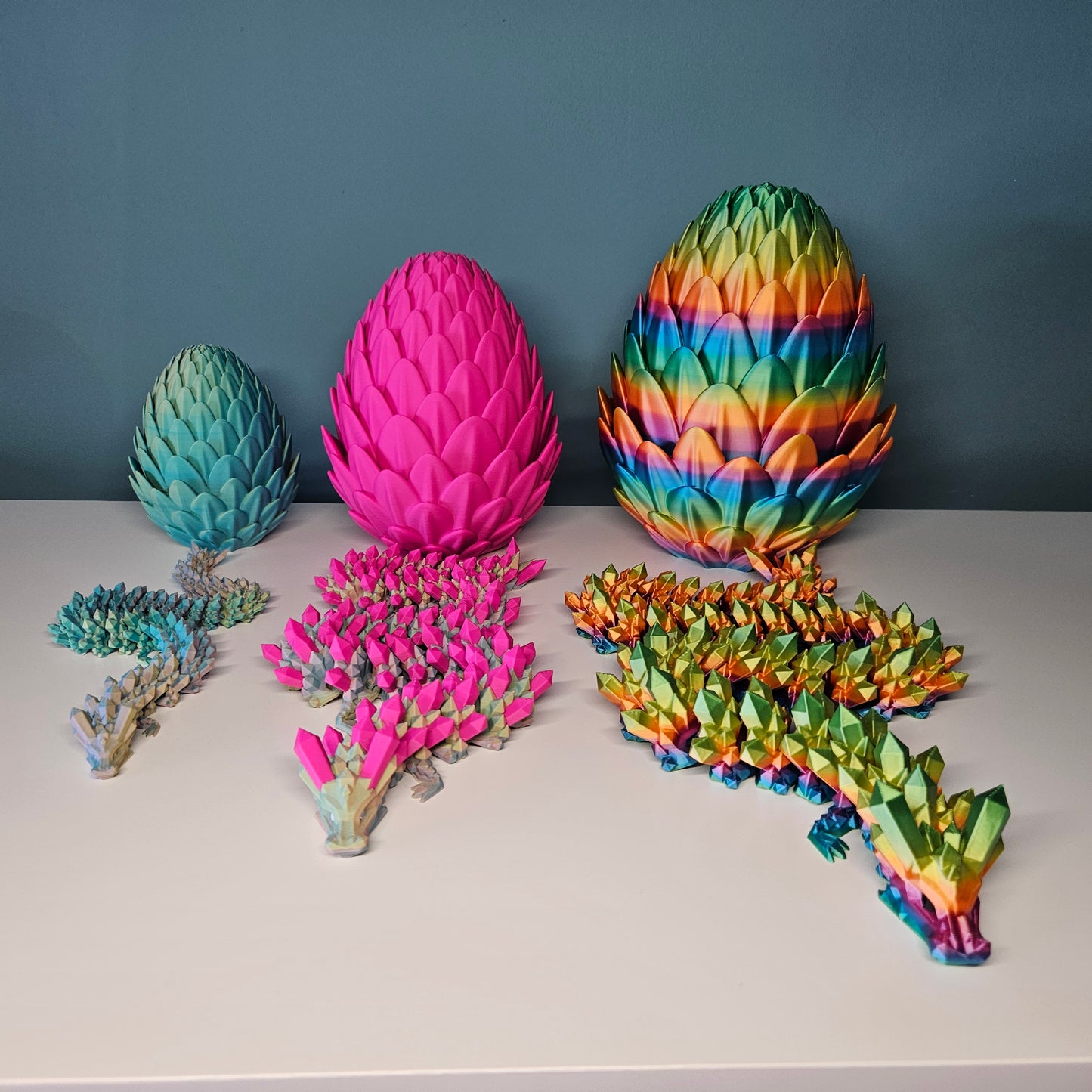 60cm Flexible Crystal Dragon in Rainbow. Matching 19cm Egg Optional