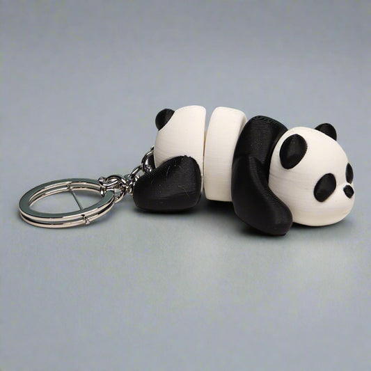 Flexible Panda Keyring / Key Chain in Black & White. Fidget Animal by Flexymals.co.uk
