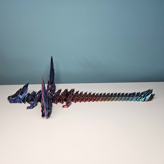 46cm (18") 3D Printed Winged Dragon in Red, Blue & Green by Flexymals.co.uk