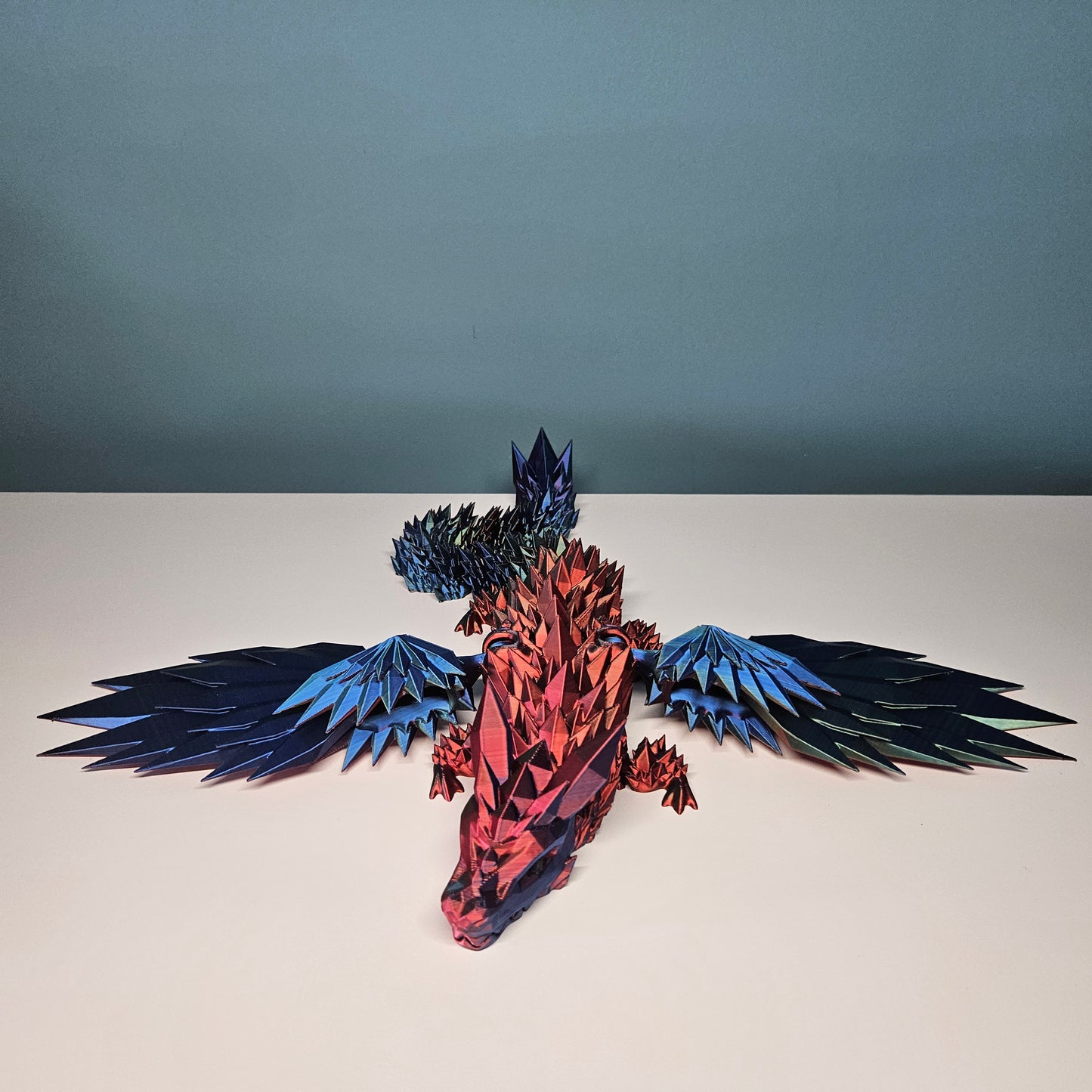 46cm (18") 3D Printed Winged Dragon in Red, Blue & Green by Flexymals.co.uk