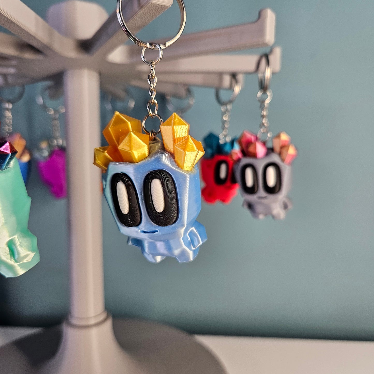 Cute Character Keyring / Key Chain with Cool Crystal Effect Hair by Flexymals.co.uk