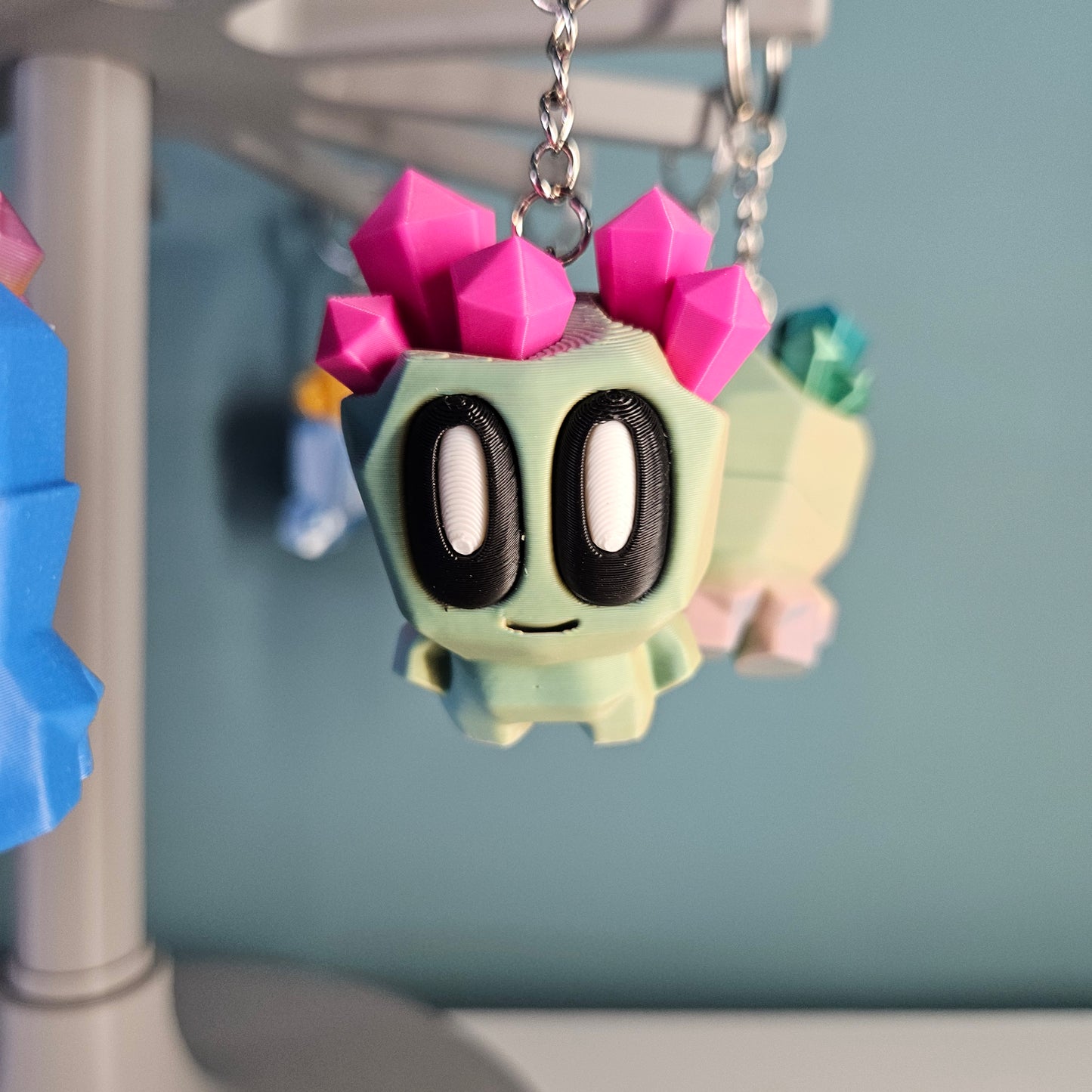 Cute Character Keyring / Key Chain with Cool Crystal Effect Hair by Flexymals.co.uk