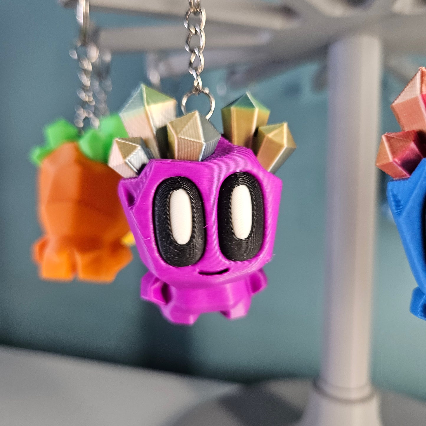 Cute Character Keyring / Key Chain with Cool Crystal Effect Hair by Flexymals.co.uk