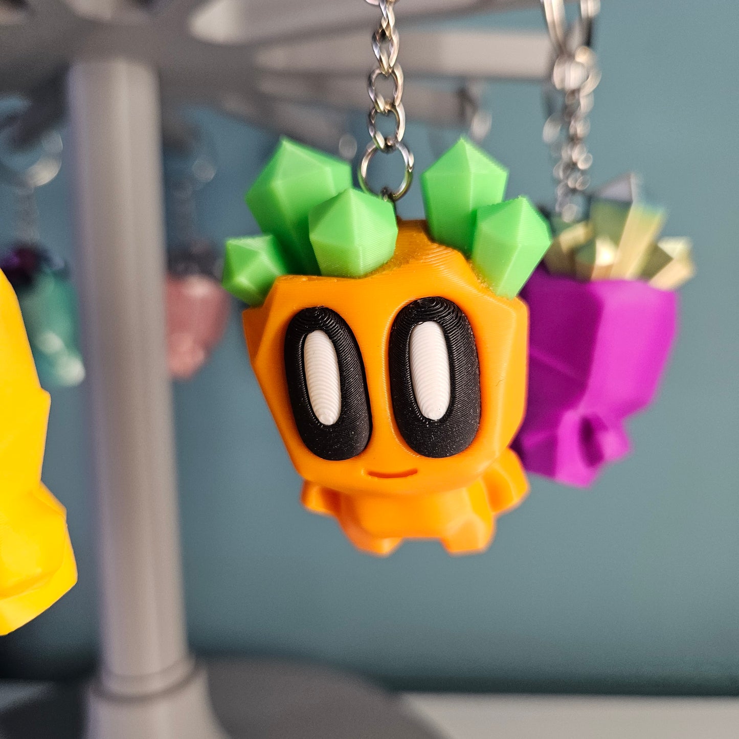 Cute Character Keyring / Key Chain with Cool Crystal Effect Hair by Flexymals.co.uk