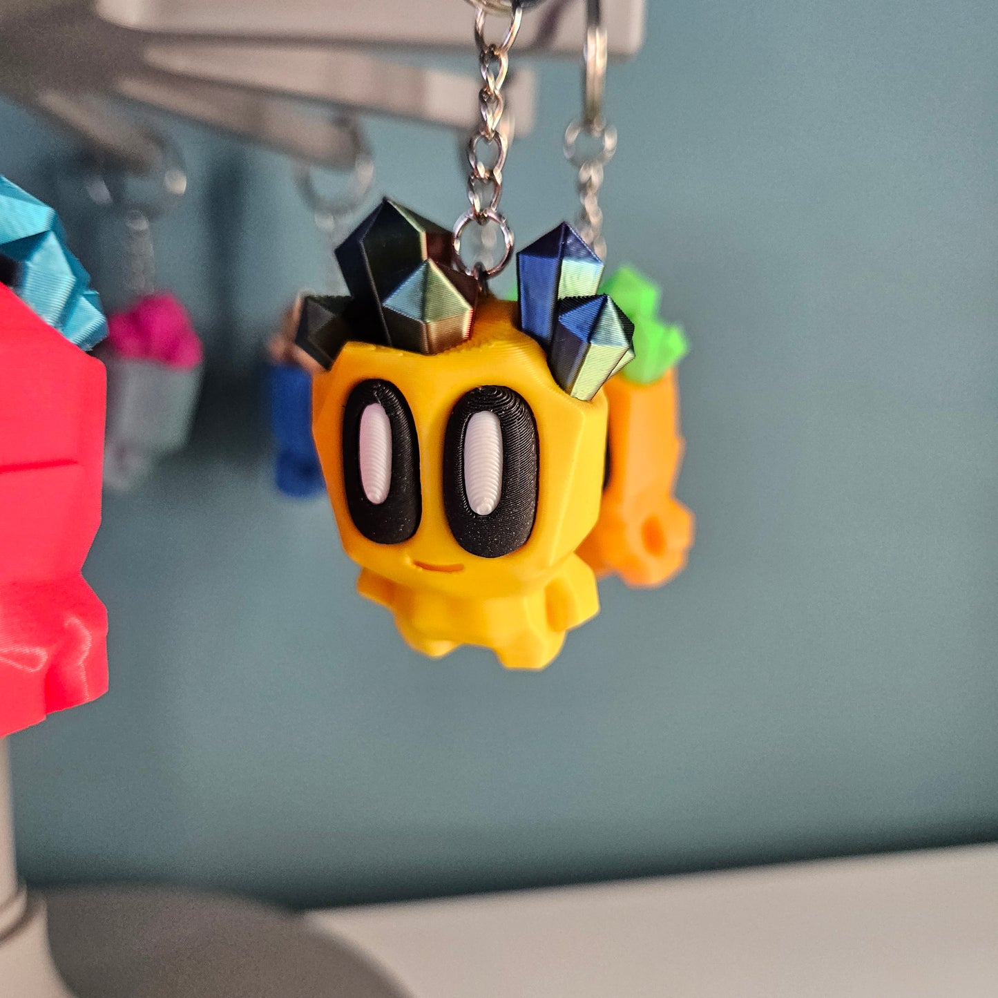 Cute Character Keyring / Key Chain with Cool Crystal Effect Hair by Flexymals.co.uk