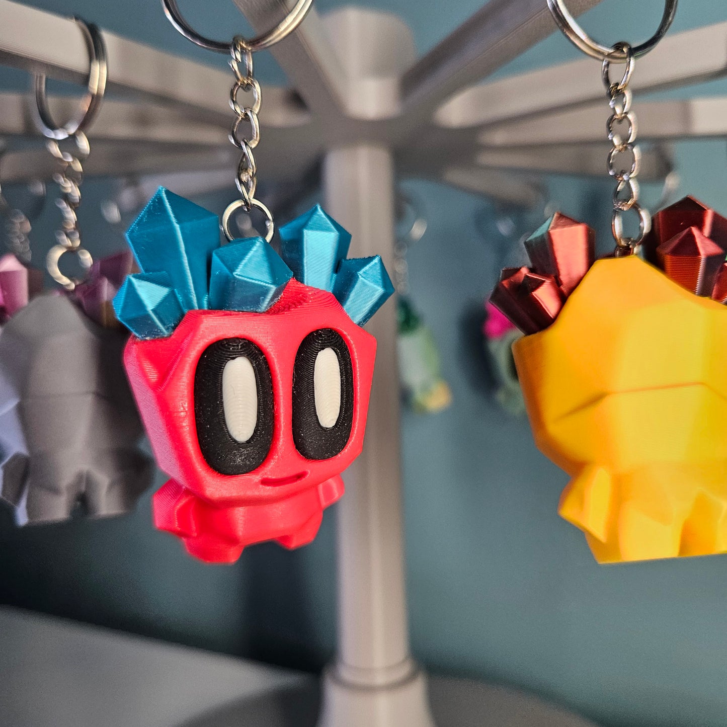 Cute Character Keyring / Key Chain with Cool Crystal Effect Hair by Flexymals.co.uk