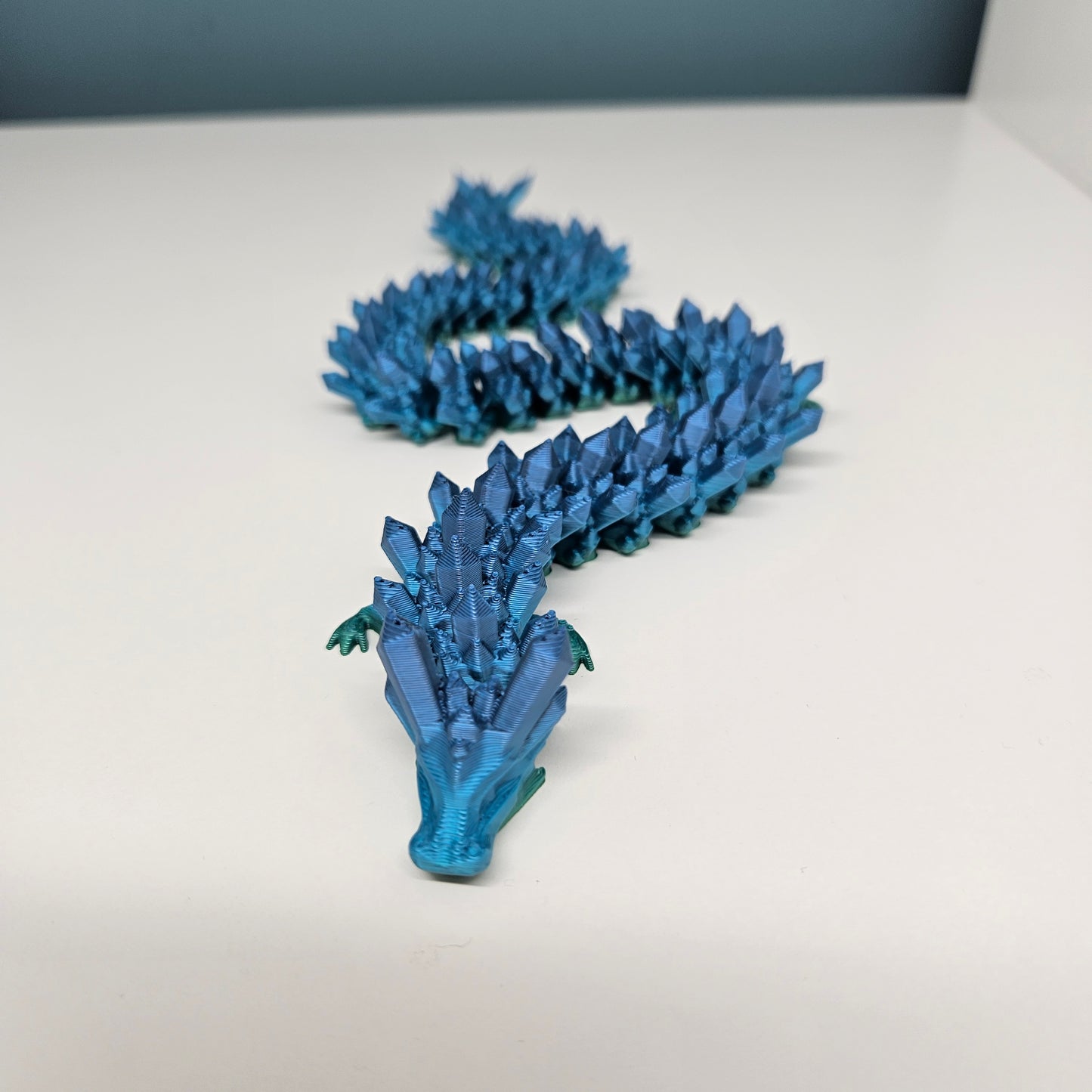 32cm 3D Printed Articulated Crystal Dragon & Egg in Rainbow by Flexymals.co.uk