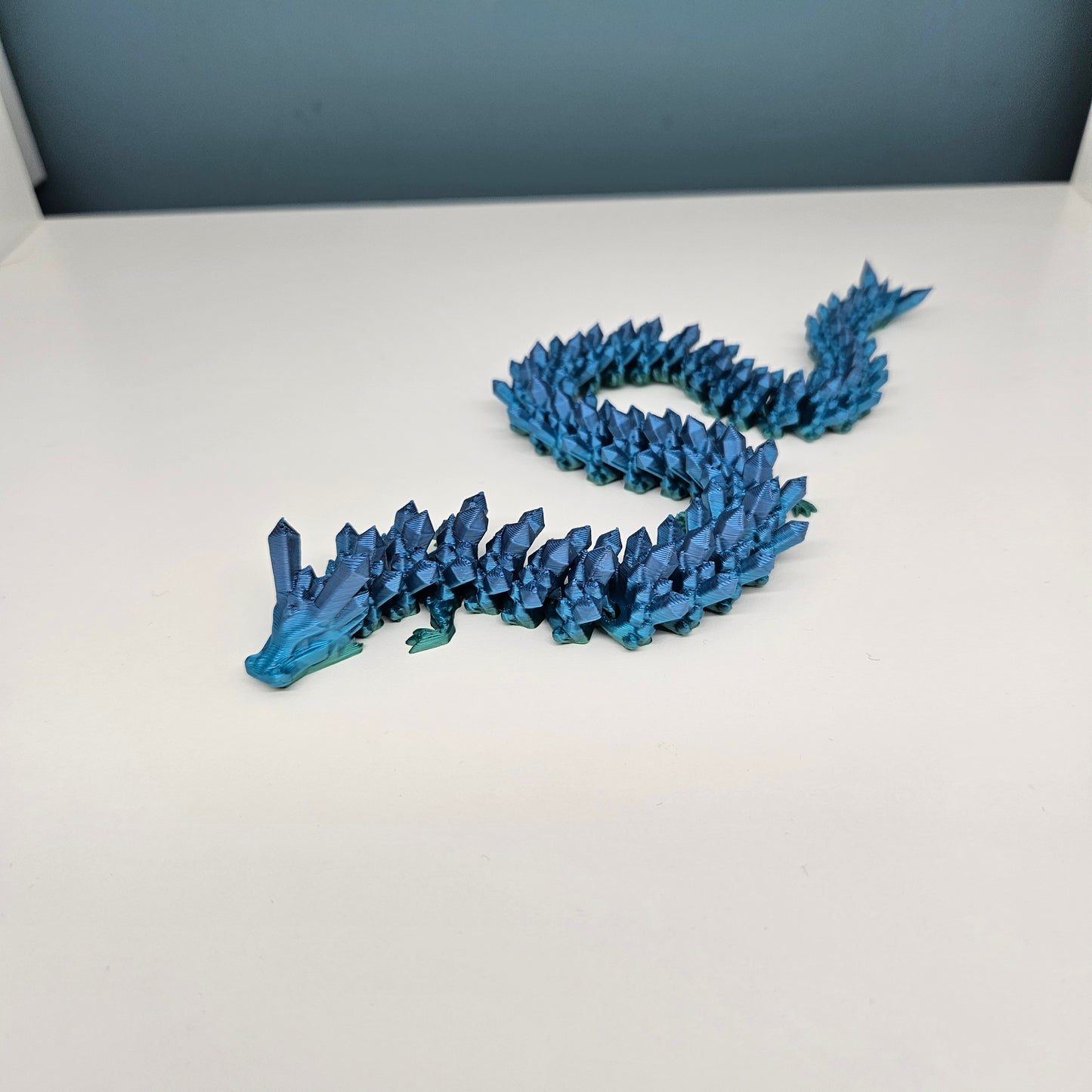32cm 3D Printed Articulated Crystal Dragon & Egg in Rainbow