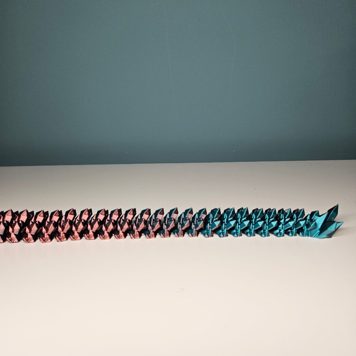 49cm 3D Printed Articulated Crystal Dragon & Egg in Teal & Red