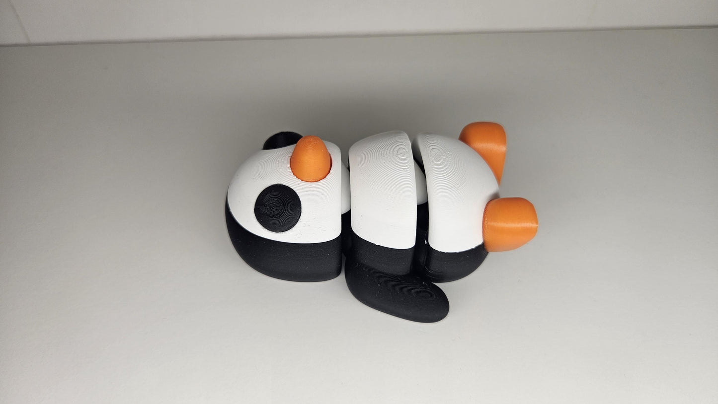 Medium Sized Flexible Penguin in Black, White & Orange. Articulated Fidget Animal