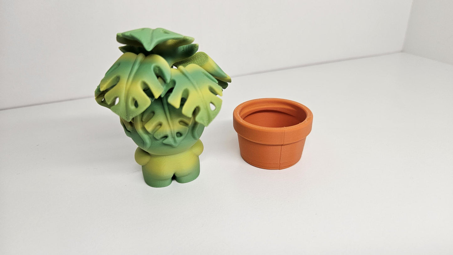 Medium Sized Monstero Figure with Detachable Plant Pot