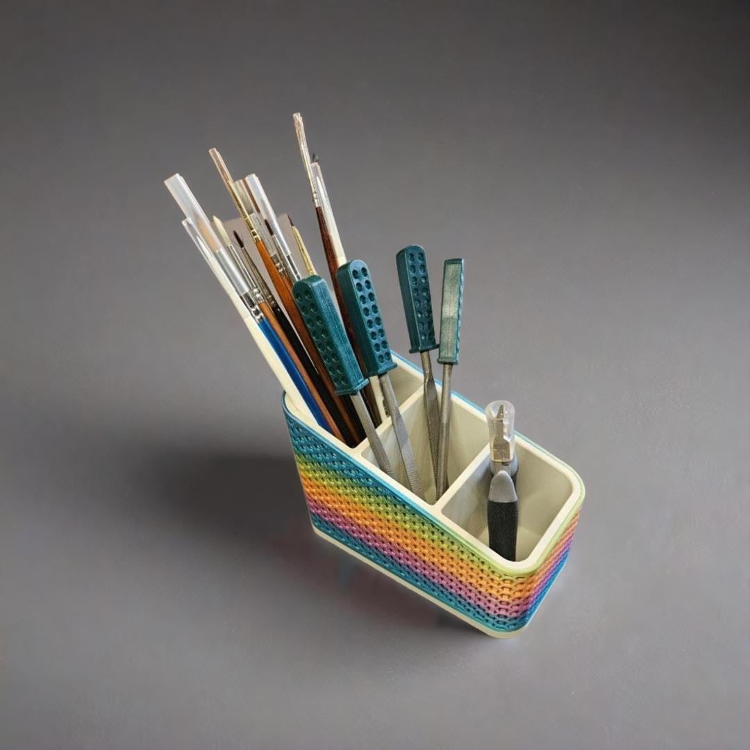 Desk Tidy, Storage Pot, Container, TV Remote Tidy, Paint Brush Holder, Hobby Organiser, Unique, Bespoke Design, Bright, Flexymal