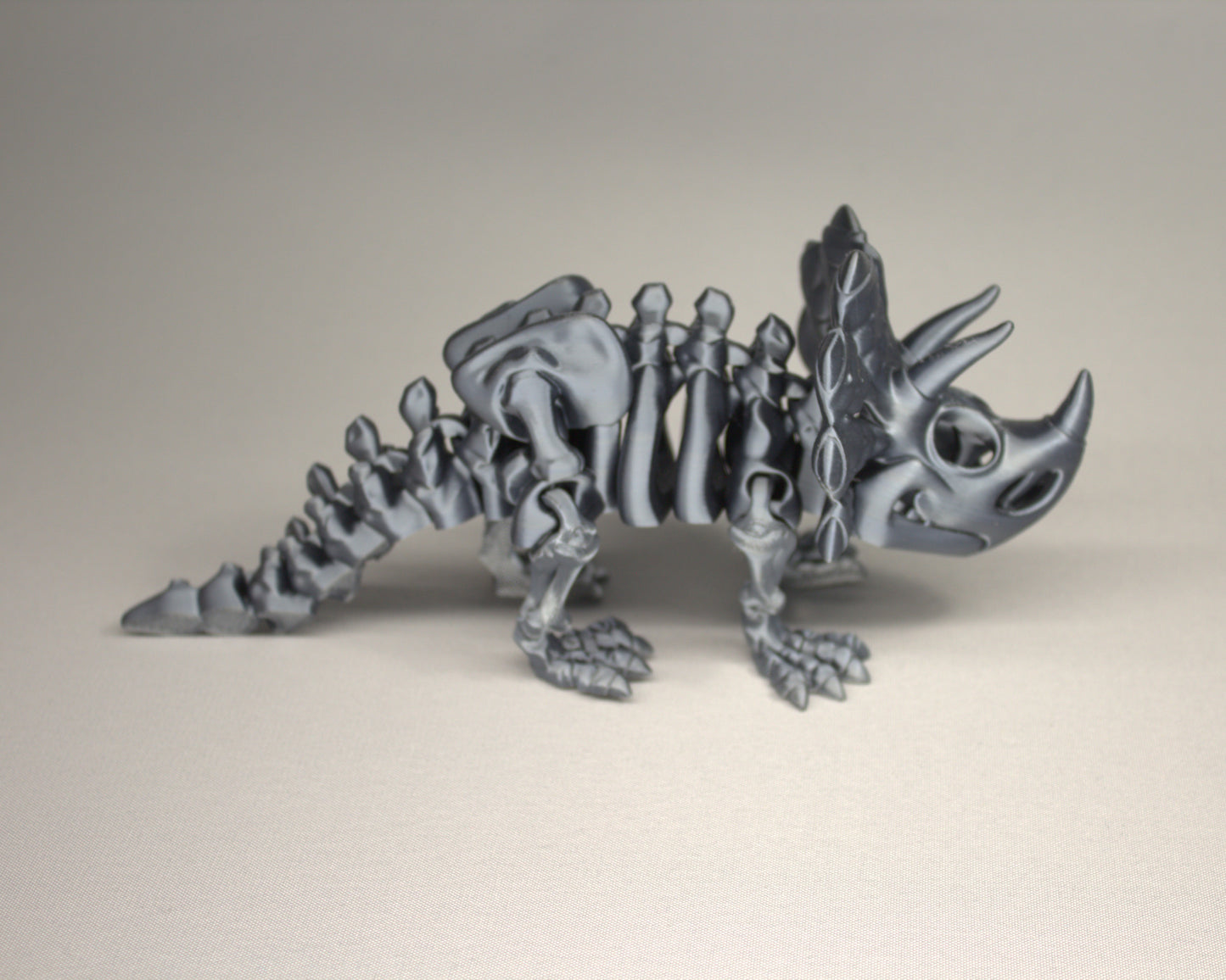 Triceratops 3D Printed Dinosaur Skeleton Fidget Toy Flexible Joints