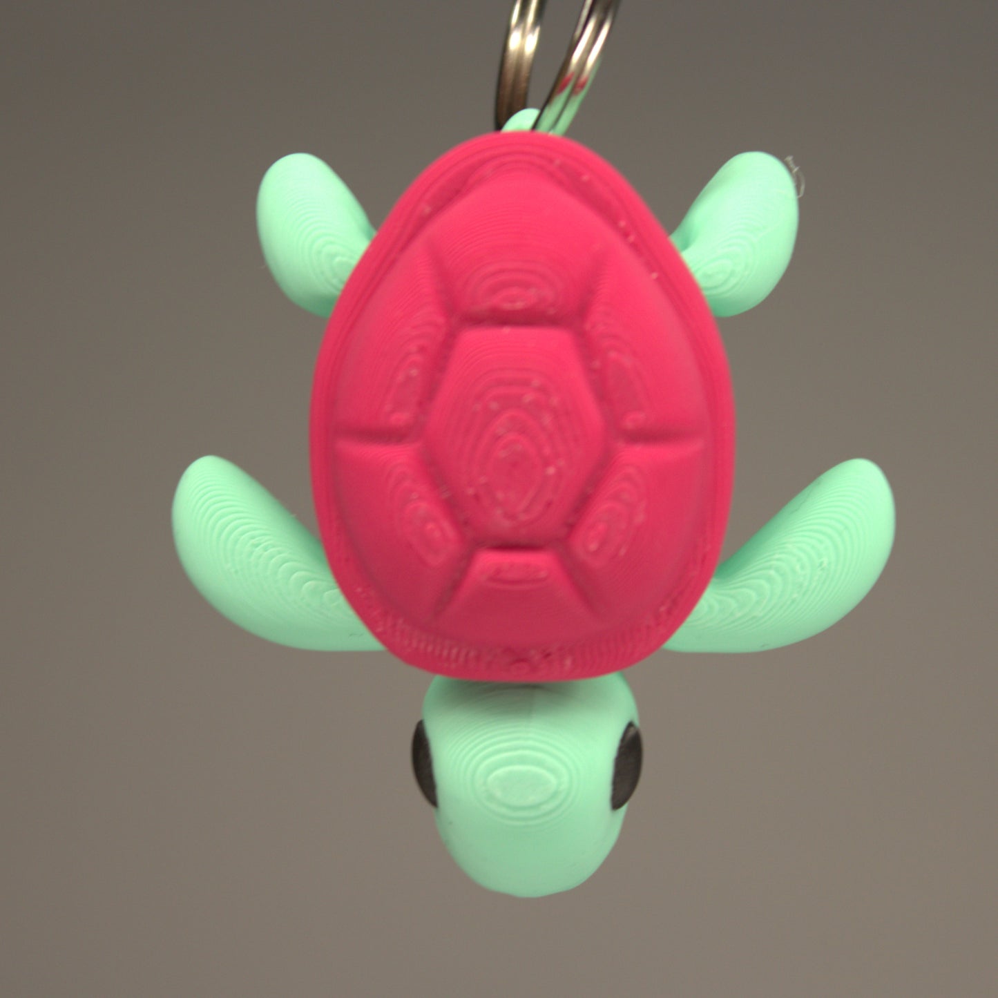 Flexible Turtle Keyring / Key Chain in Pink & Mint. Fidget Animal