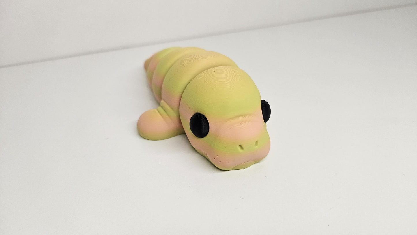 Medium Sized Flexible Manatee in Yellow and Orange. Articulated Fidget Animal