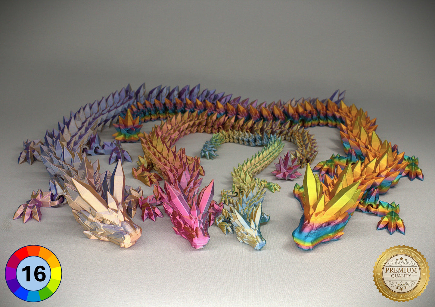 Articulated Crystal Dragon with Matching Crystal Egg: 3D Printed Premium Quality with Large Selection of Colours