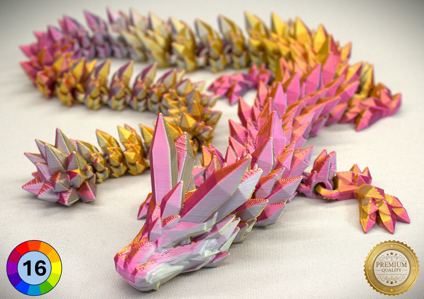 Articulated Crystal Dragon with Matching Crystal Egg: 3D Printed Premium Quality with Large Selection of Colours