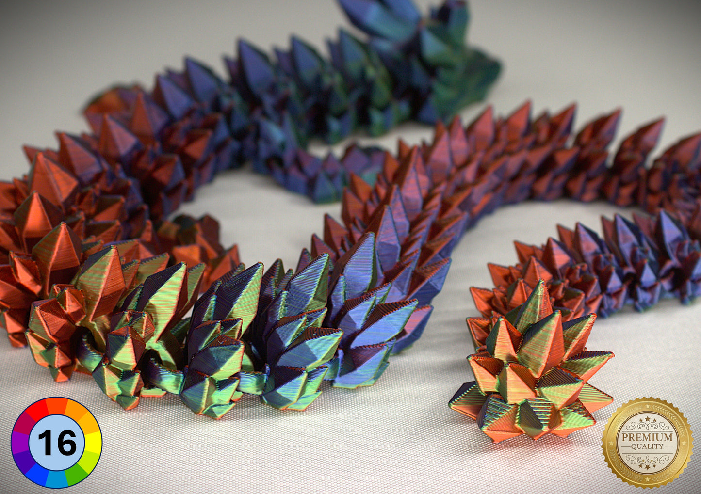 Articulated Crystal Dragon with Matching Crystal Egg: 3D Printed Premium Quality with Large Selection of Colours