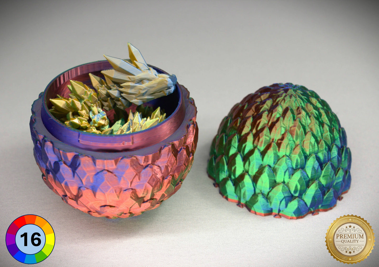 Articulated Crystal Dragon with Matching Crystal Egg: 3D Printed Premium Quality with Large Selection of Colours