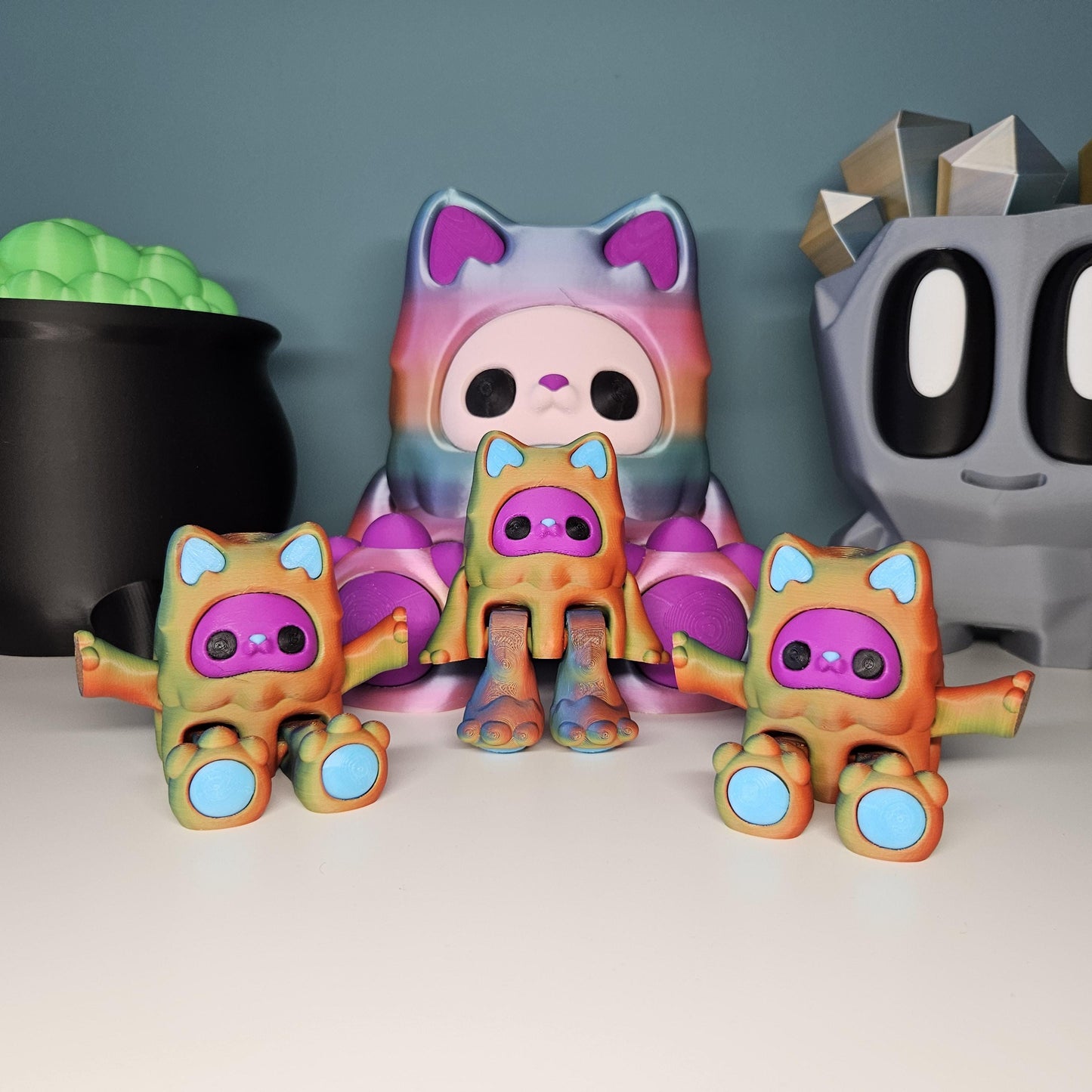 Large Yeti Figure with Flexible Joints in Candy Shine & Neon Matte. Woobu Koneko