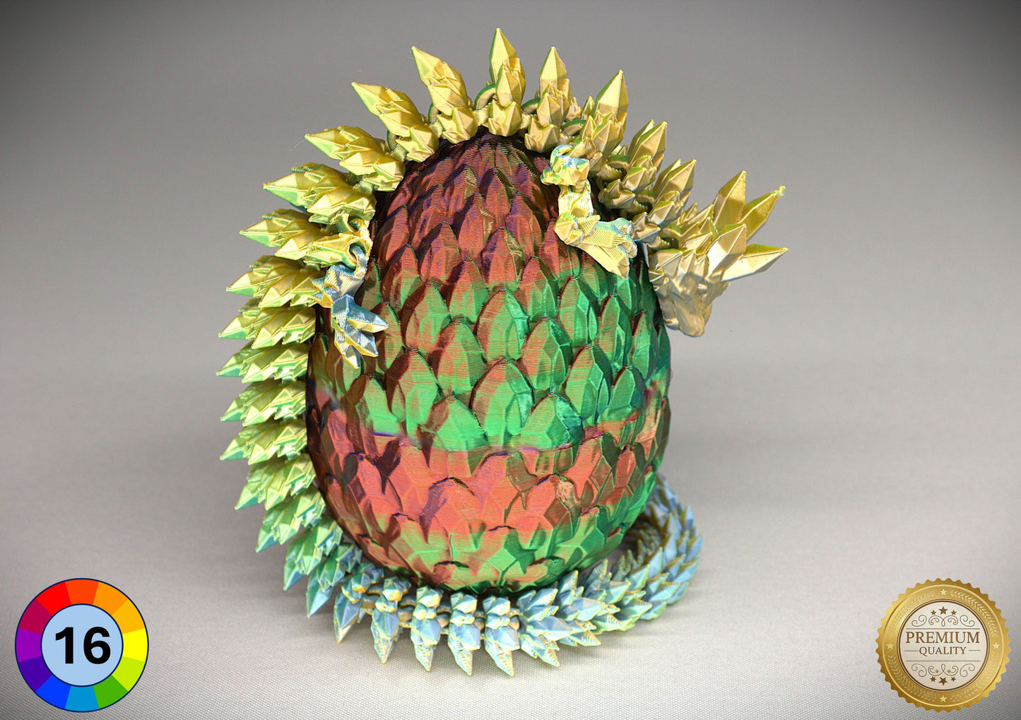 Articulated Crystal Dragon with Matching Crystal Egg: 3D Printed Premium Quality with Large Selection of Colours