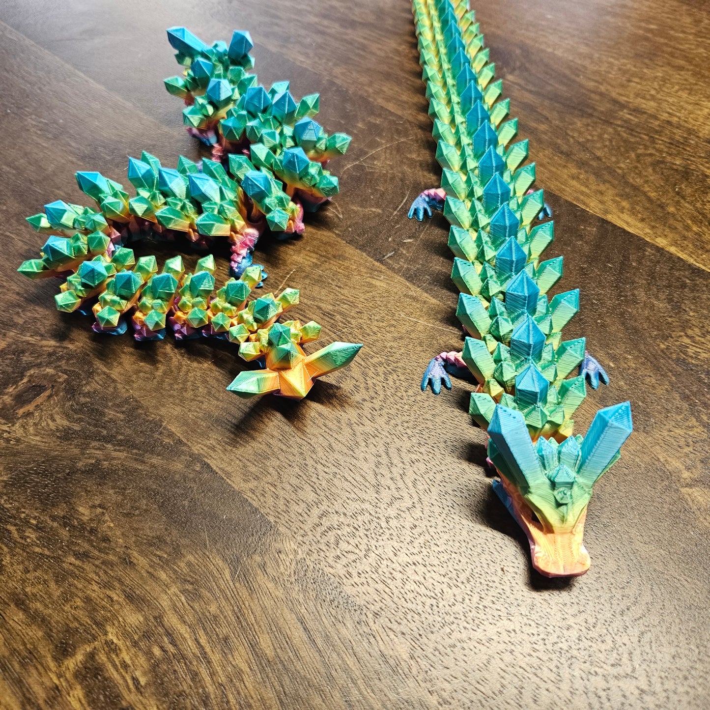 36cm Shorter Tail Flexible Crystal Dragon in Rainbow. Articulated Dragon.