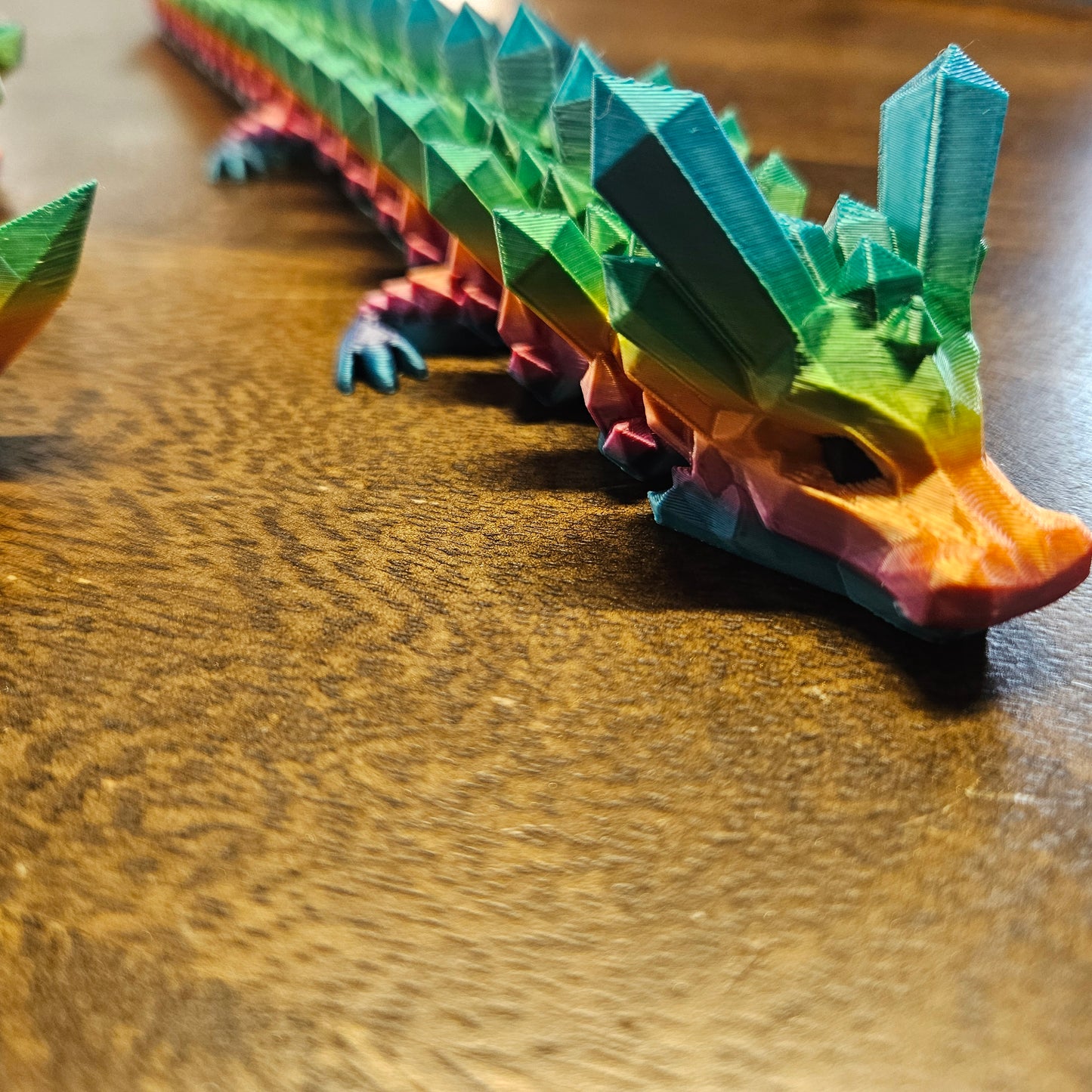 36cm Shorter Tail Flexible Crystal Dragon in Rainbow. Articulated Dragon.