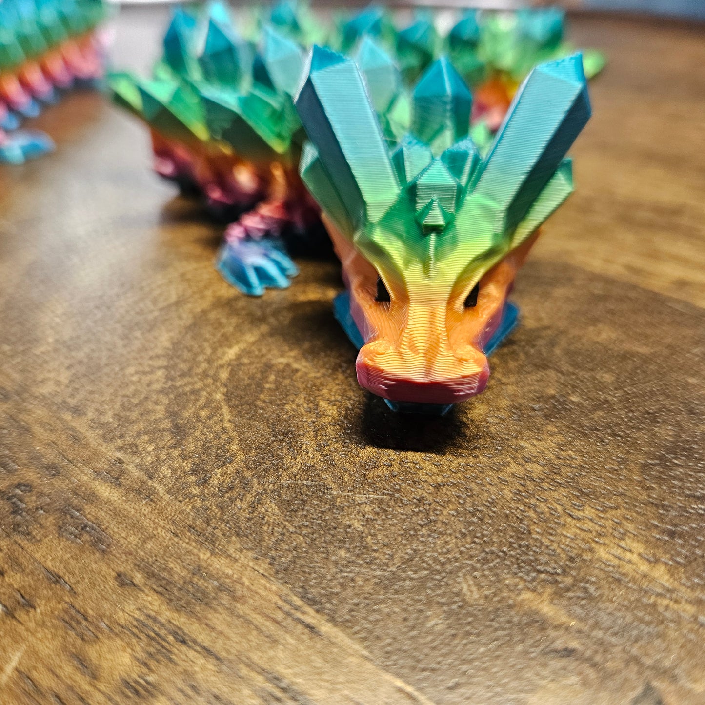36cm Shorter Tail Flexible Crystal Dragon in Rainbow. Articulated Dragon.
