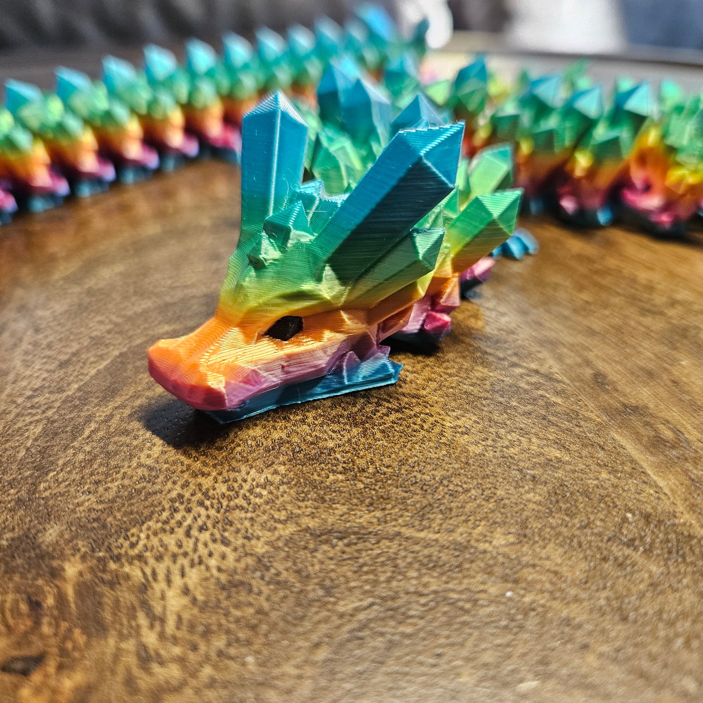 36cm Shorter Tail Flexible Crystal Dragon in Rainbow. Articulated Dragon.