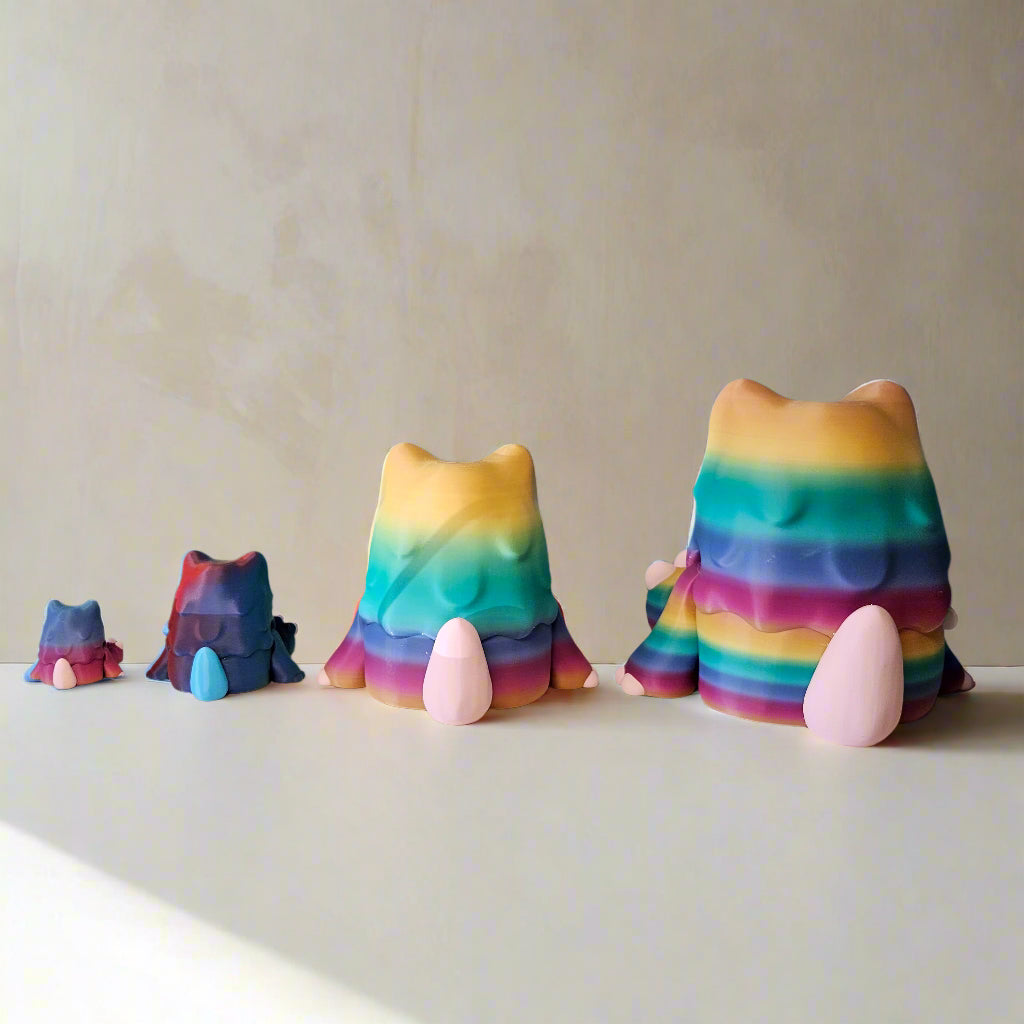 XXL Cute Yeti Figure with Flexible Joints in Rainbow. Articulated