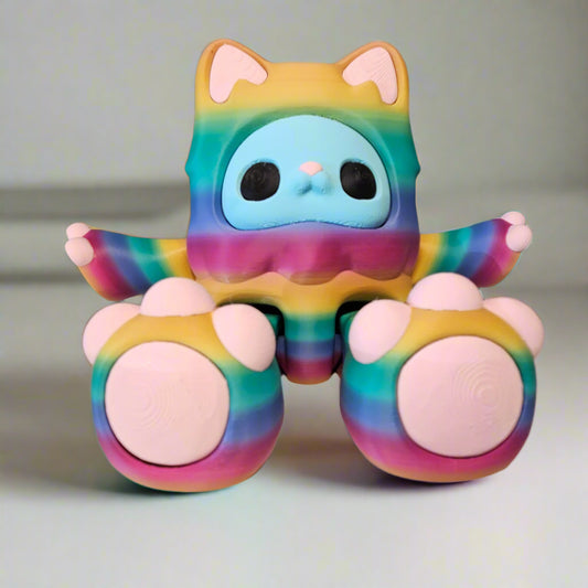 XXL Cute Yeti Figure with Flexible Joints in Rainbow. Articulated