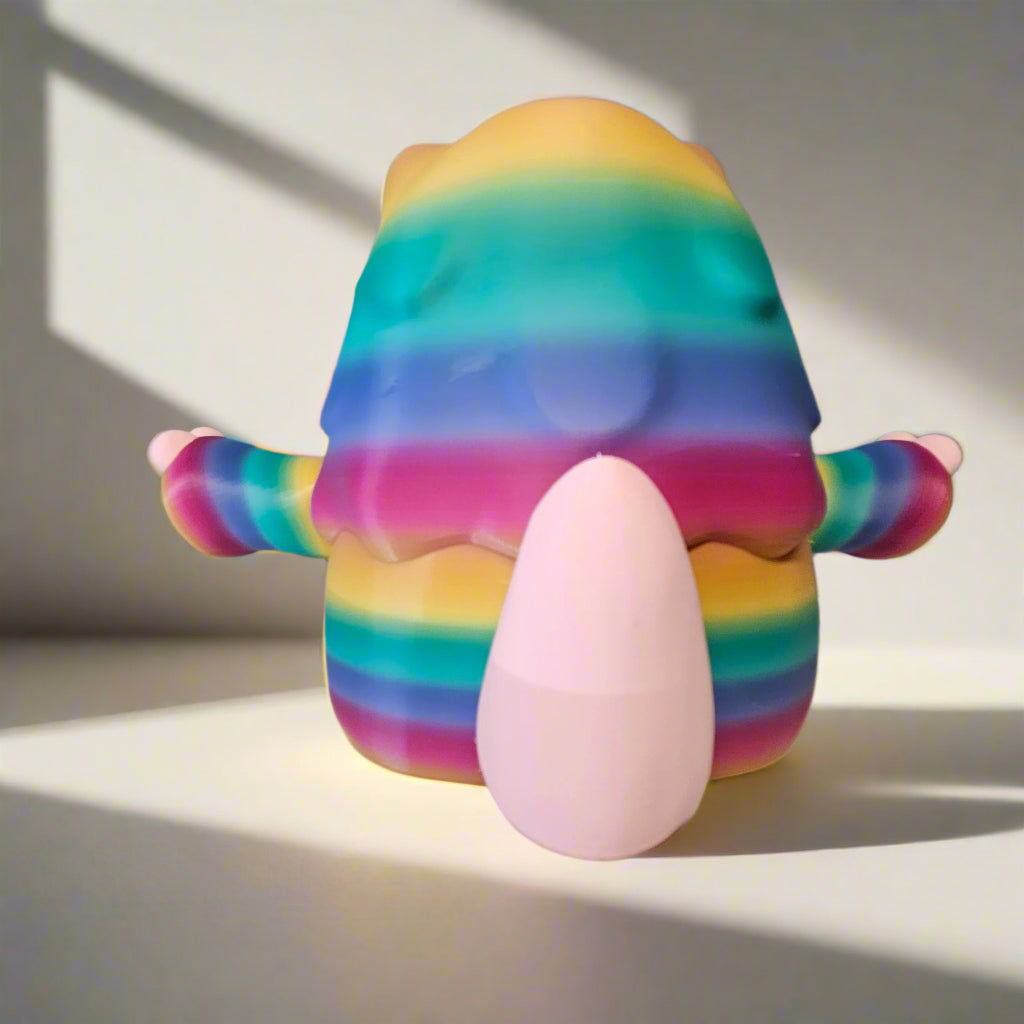 XXL Cute Yeti Figure with Flexible Joints in Rainbow. Articulated