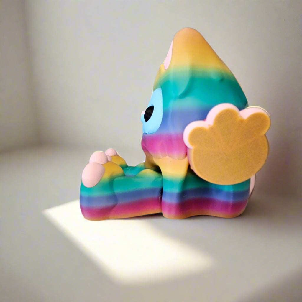 XXL Cute Yeti Figure with Flexible Joints in Rainbow. Articulated