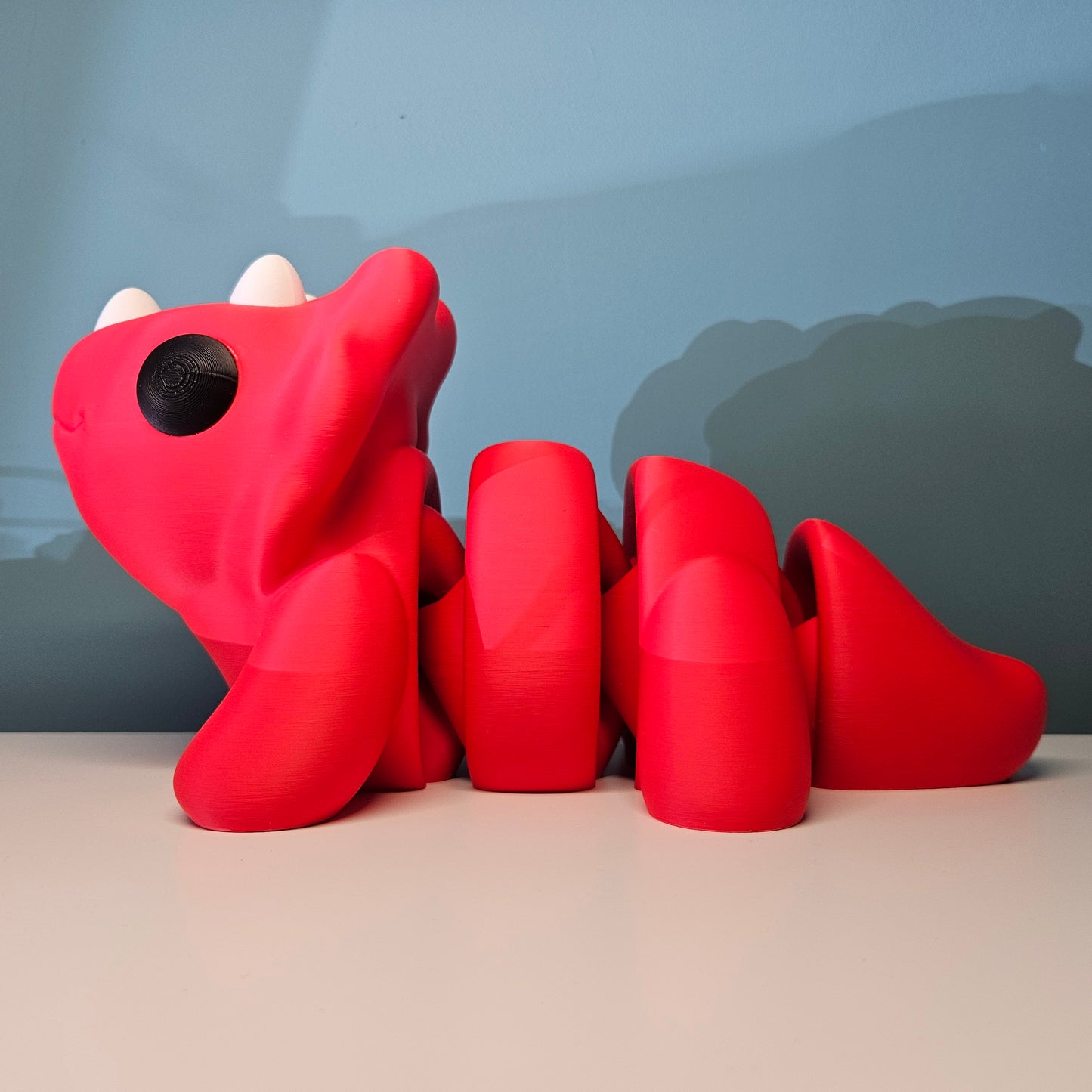 XXL Flexible Triceratops in Red, Big Articulated Fidget Animal