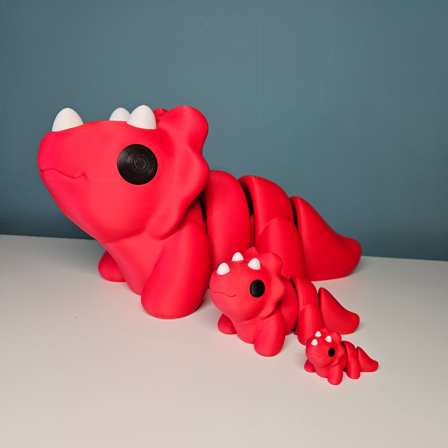 XXL Flexible Triceratops in Red, Big Articulated Fidget Animal