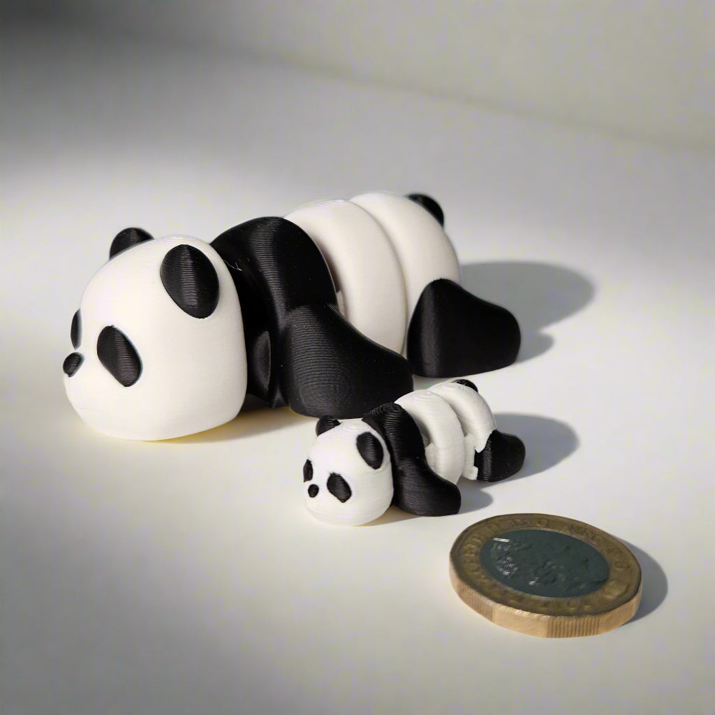Medium Sized Flexible Panda in Black & White. Articulated Fidget Animal