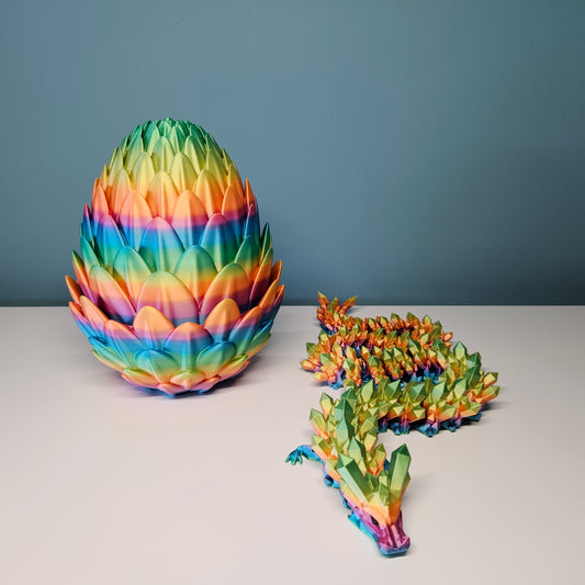 60cm Flexible Crystal Dragon in Rainbow. Matching 19cm Egg Optional
