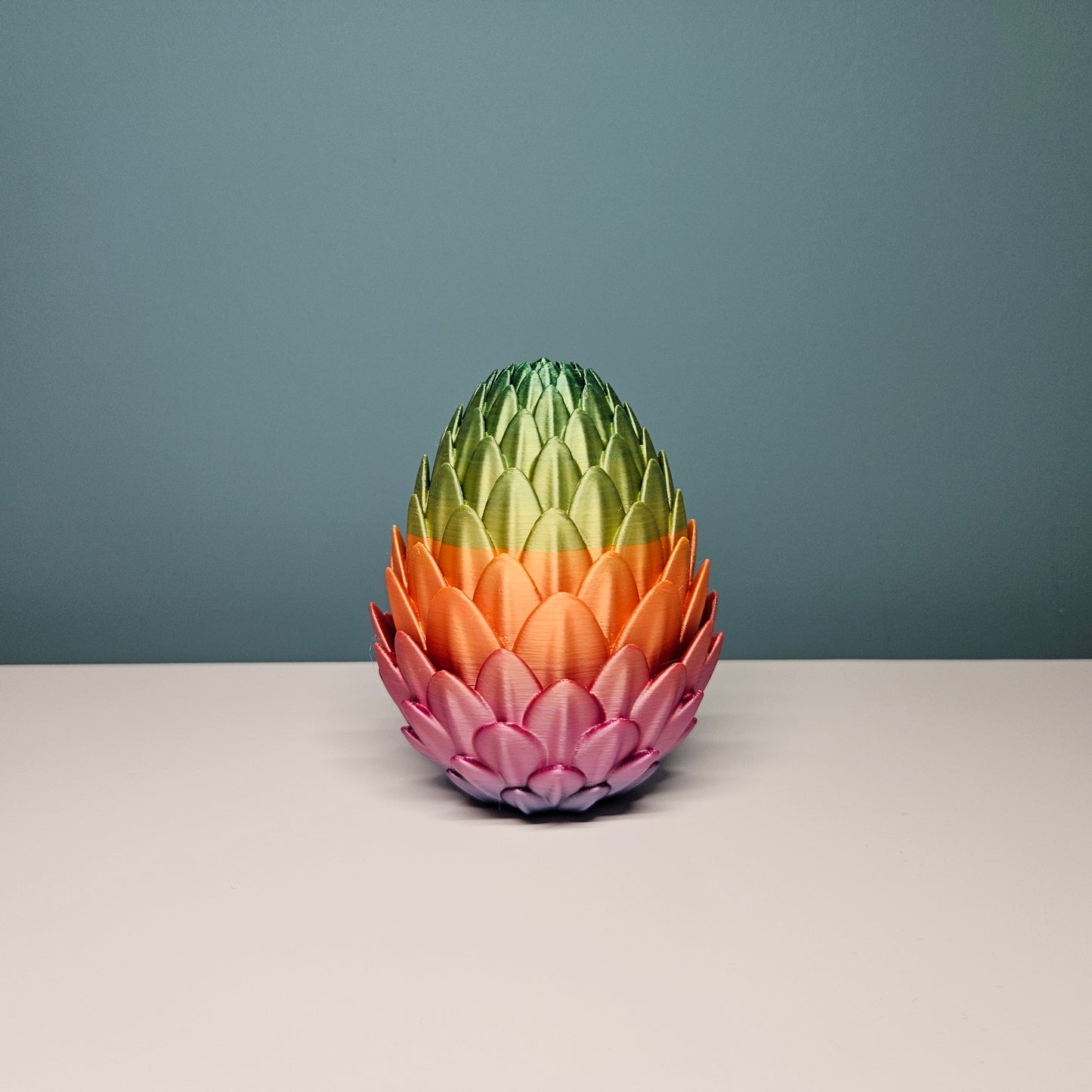 32cm 3D Printed Articulated Crystal Dragon & Egg in Rainbow by Flexymals.co.uk