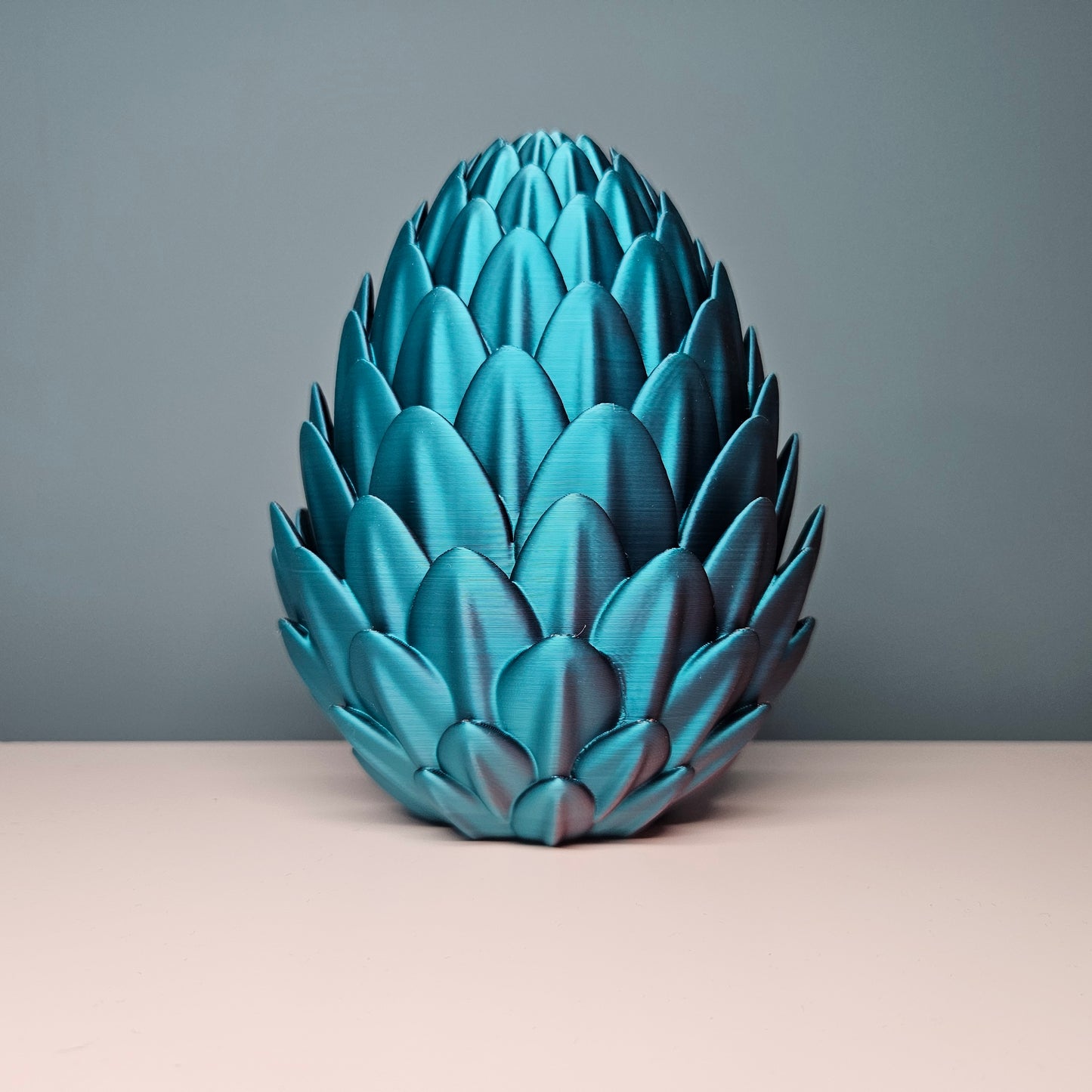 49cm 3D Printed Articulated Crystal Dragon & Egg in Teal & Red by Flexymals.co.uk