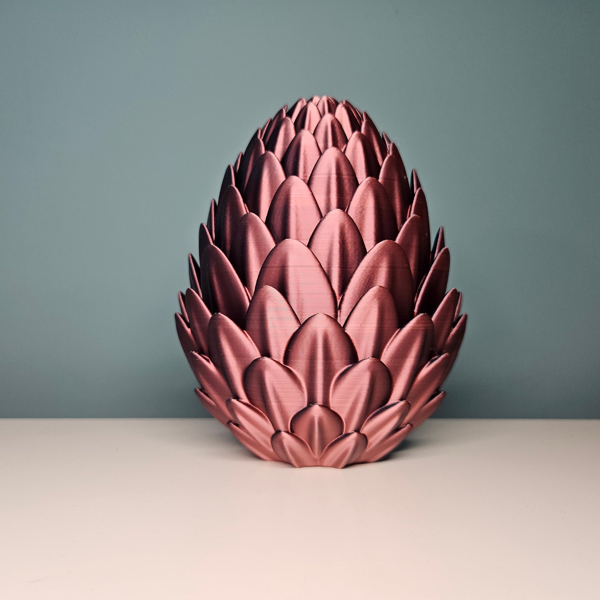 49cm 3D Printed Articulated Crystal Dragon & Egg in Teal & Red by Flexymals.co.uk