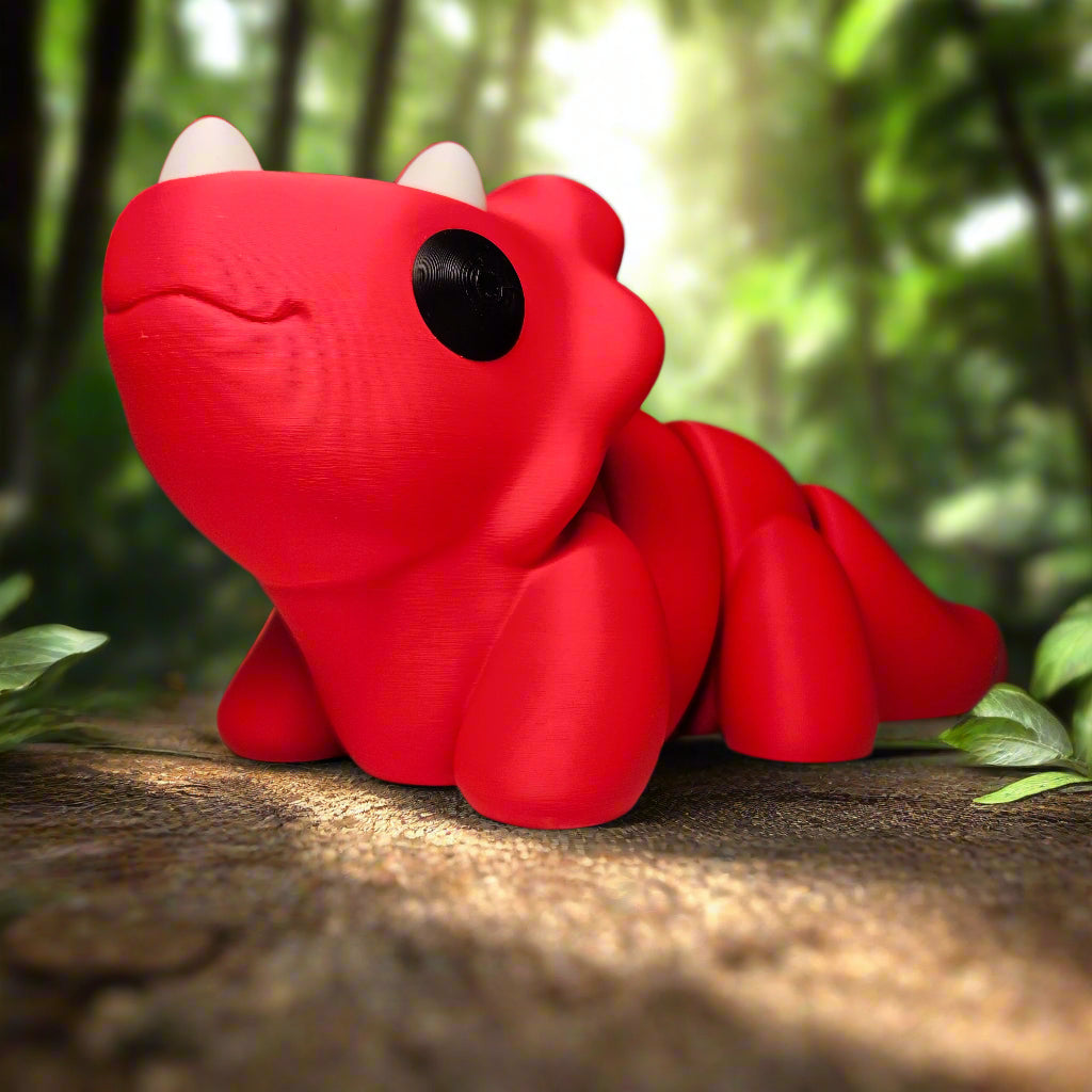 XXL Flexible Triceratops in Red, Big Articulated Fidget Animal