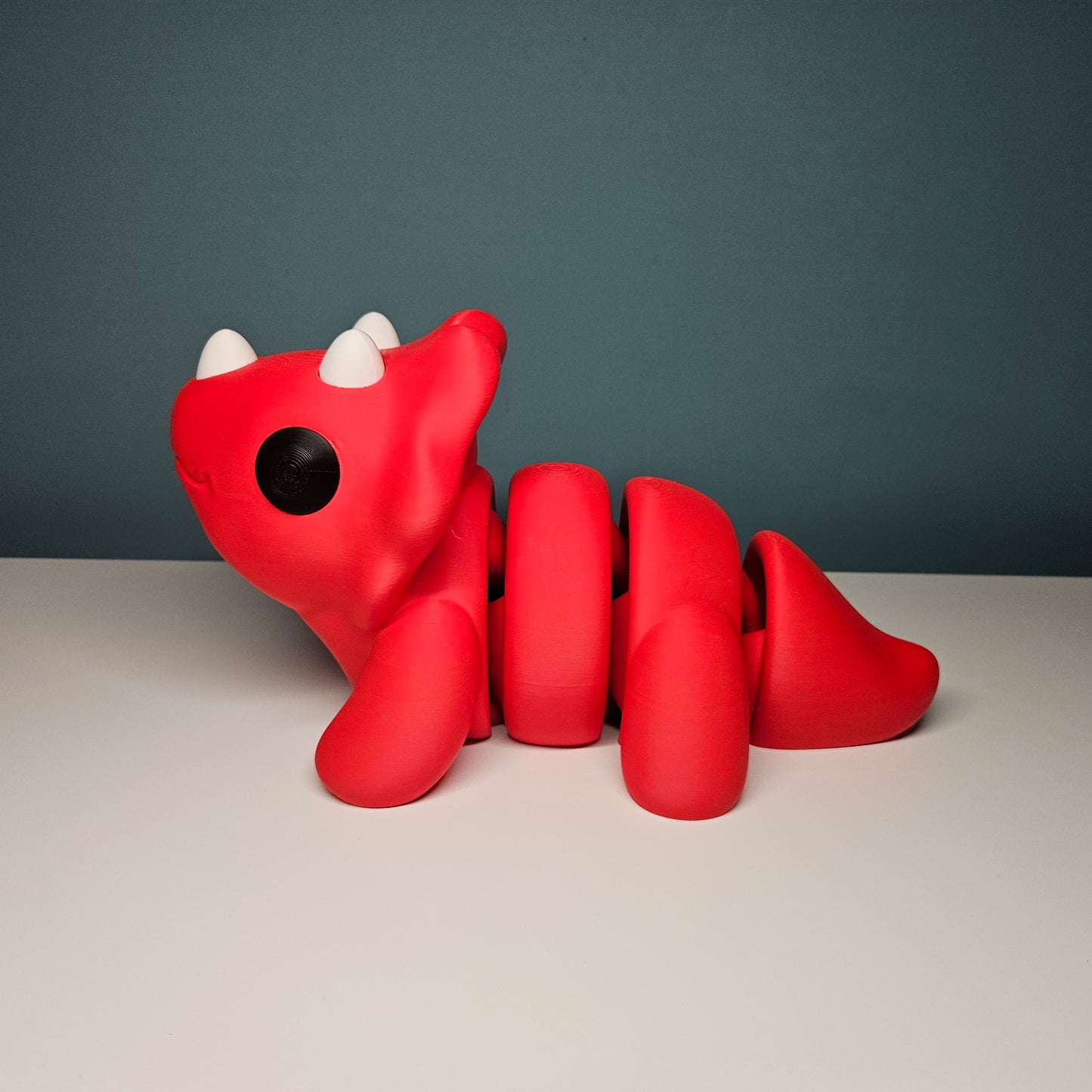 XXL Flexible Triceratops in Red, Big Articulated Fidget Animal