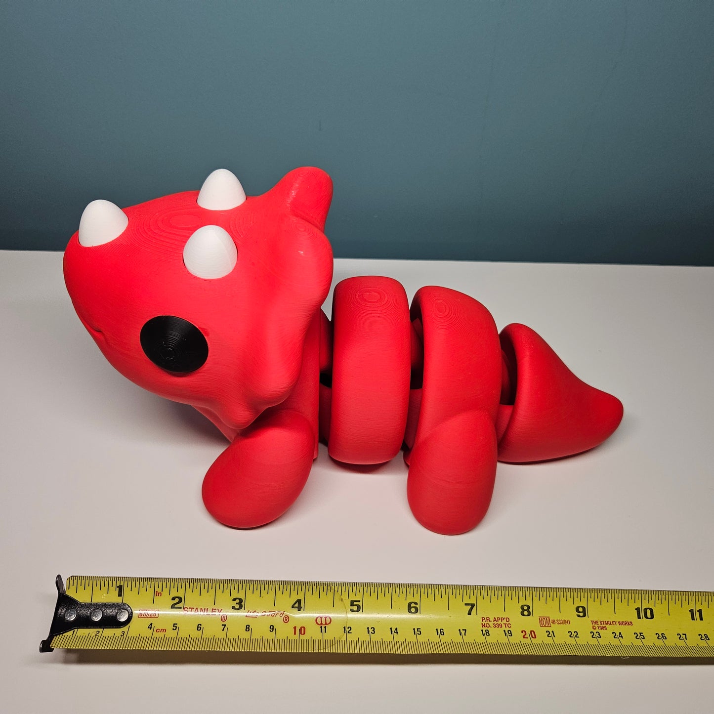 XXL Flexible Triceratops in Red, Big Articulated Fidget Animal