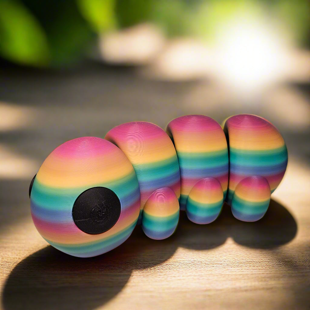 XXL Flexible Rainbow Caterpillar, Big Articulated Fidget Animal