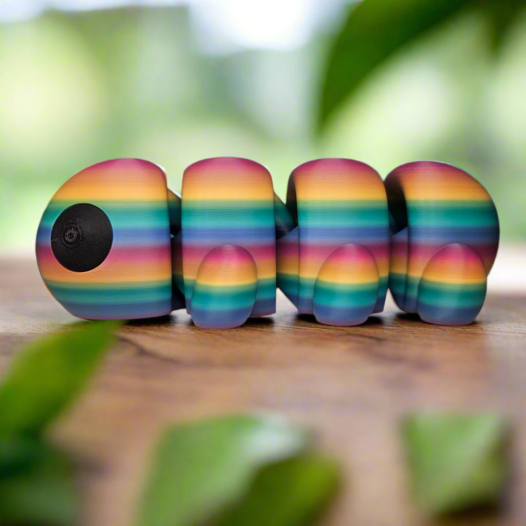 XXL Flexible Rainbow Caterpillar, Big Articulated Fidget Animal